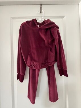 OshKosh B'gosh Girls Burgundy Velour Hoodie & Pants Set